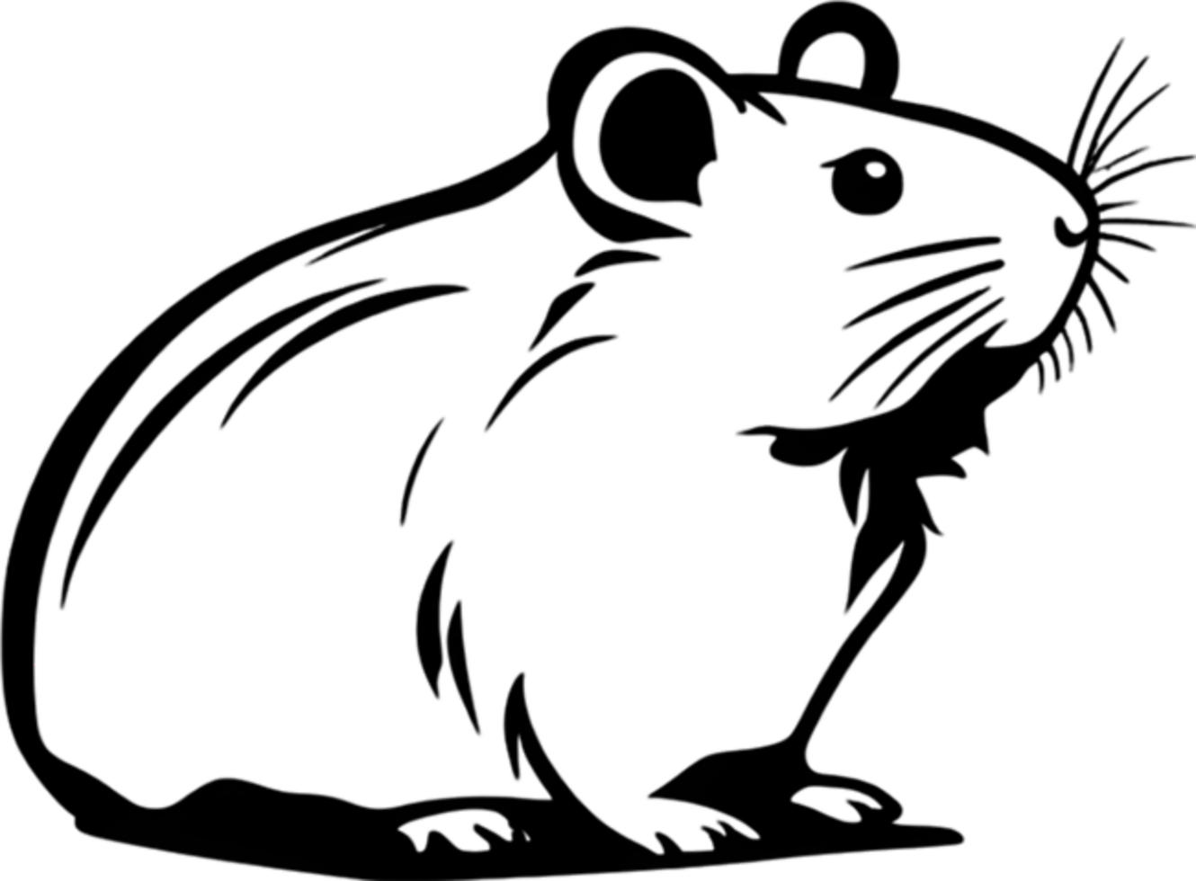 Adorable black stencil hamster, cute pet companion. AI-generated. png