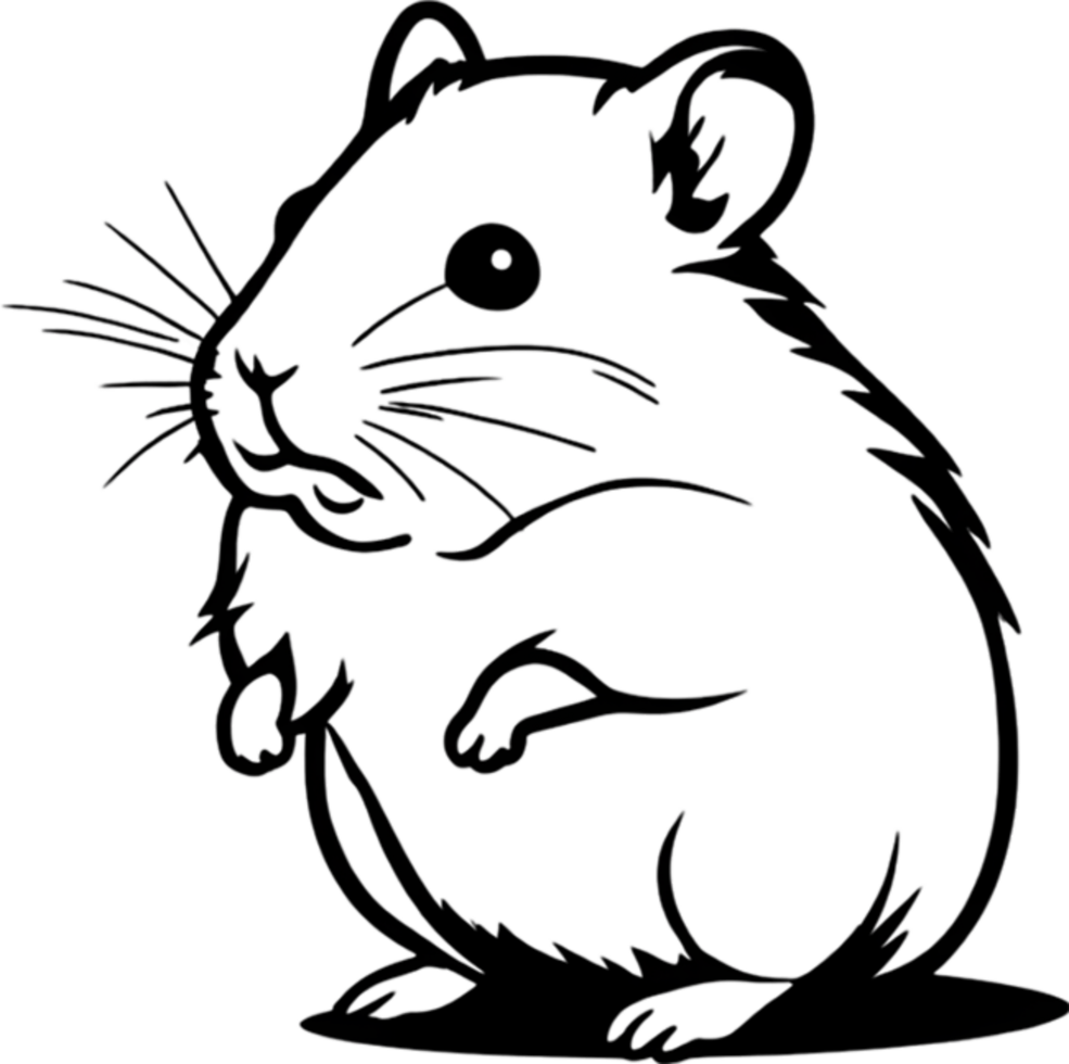 Adorable black stencil hamster, cute pet companion. AI-generated. png