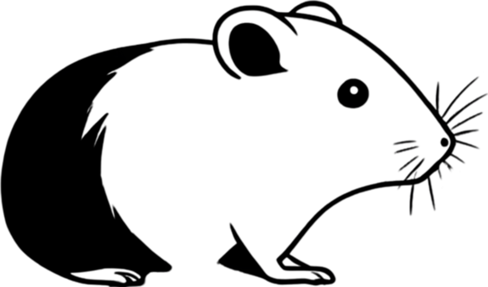 Adorable black stencil hamster, cute pet companion. AI-generated. png