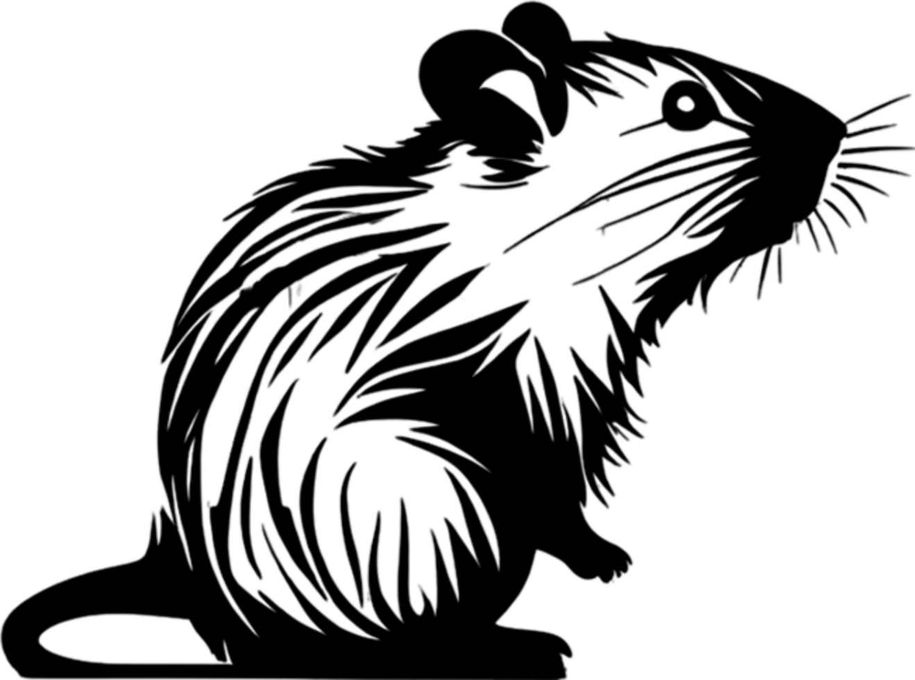 Adorable black stencil hamster, cute pet companion. AI-generated. png