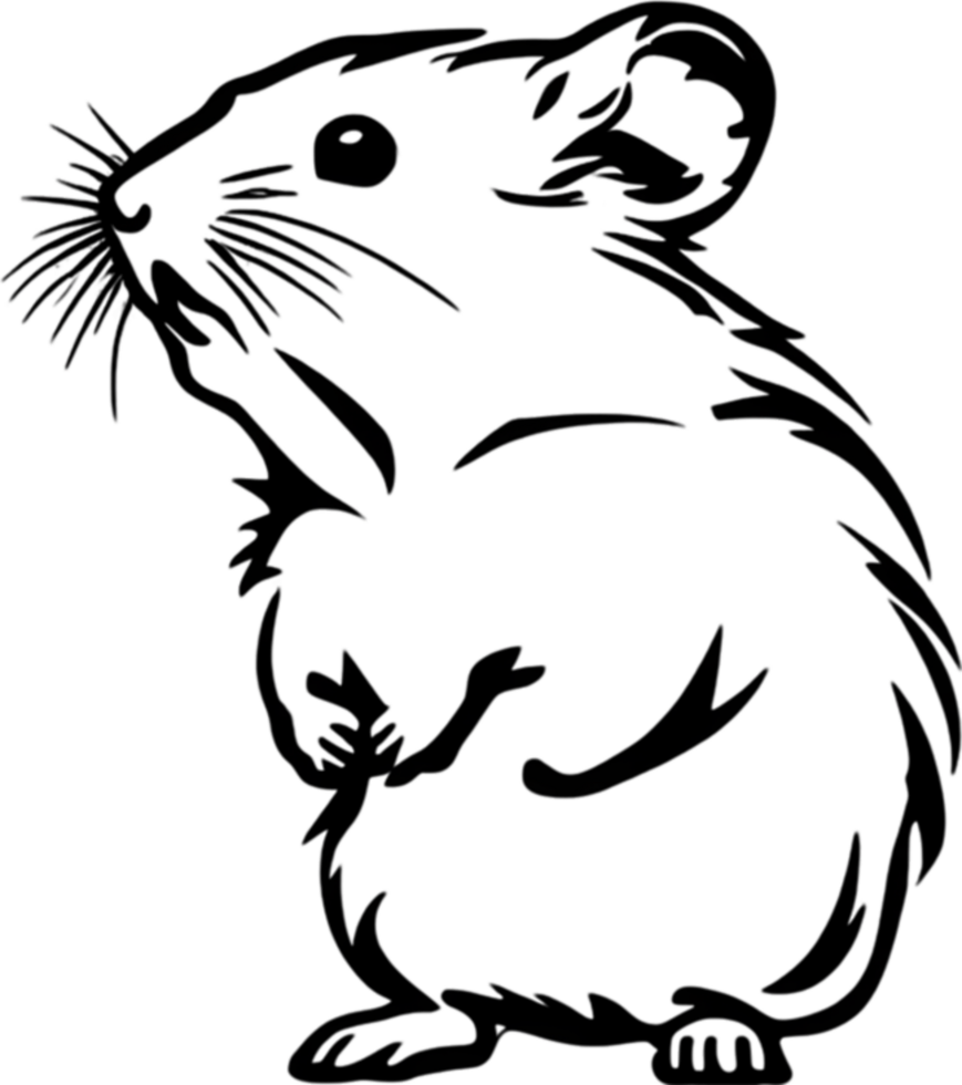 Adorable black stencil hamster, cute pet companion. AI-generated. png