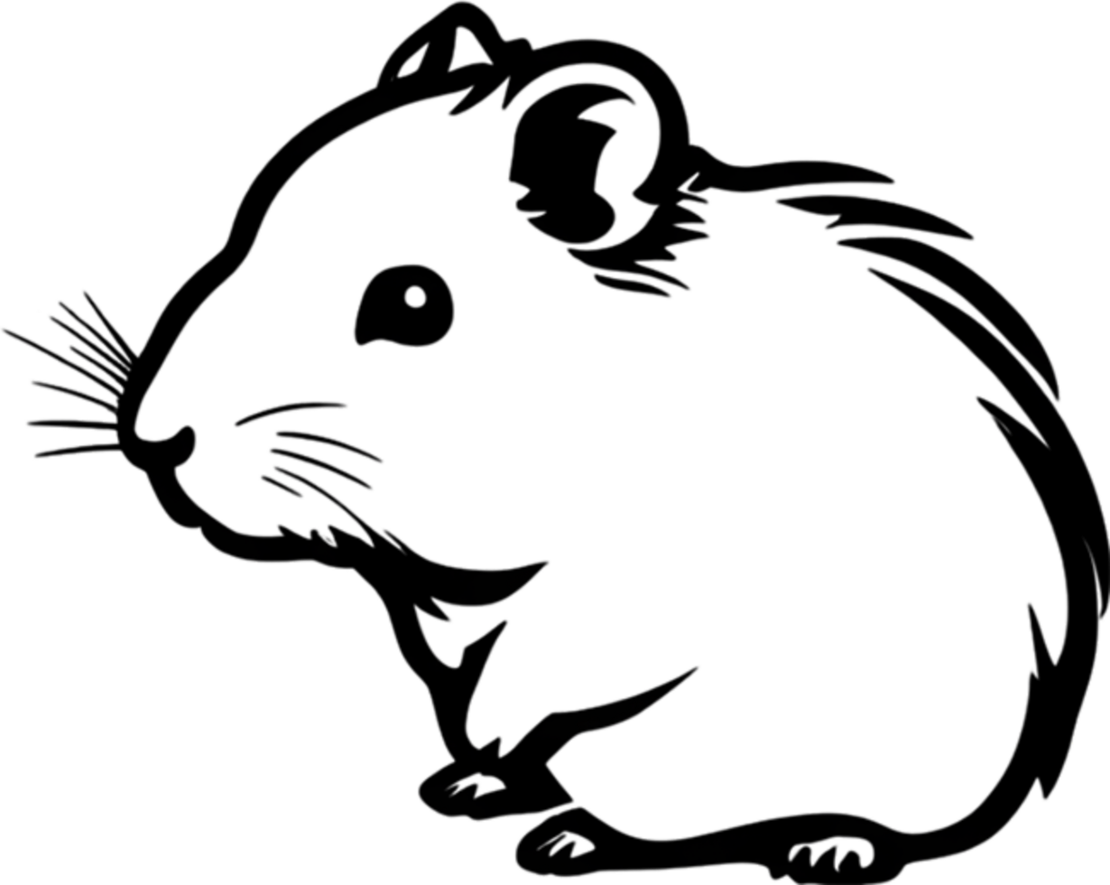 Adorable black stencil hamster, cute pet companion. AI-generated. png