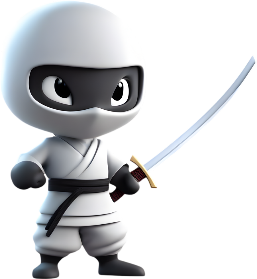 Adorable cartoon ninja sneaks into hearts with playful charm. AI-generated. png