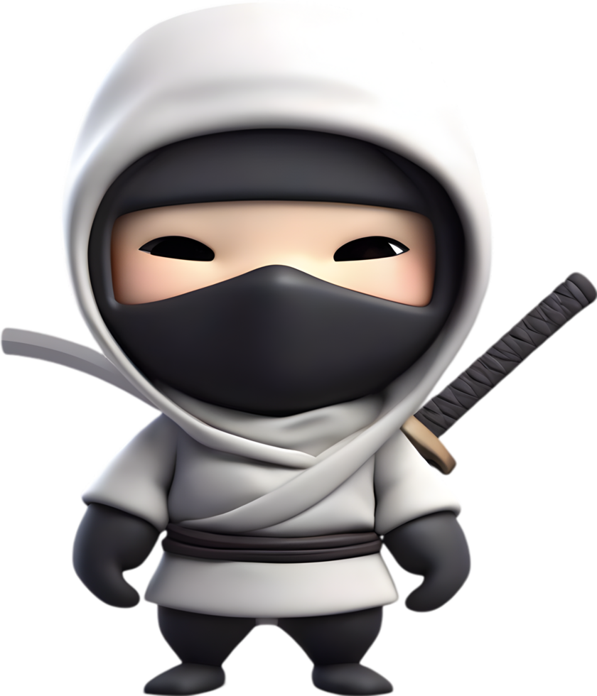 Adorable cartoon ninja sneaks into hearts with playful charm. AI-generated. png