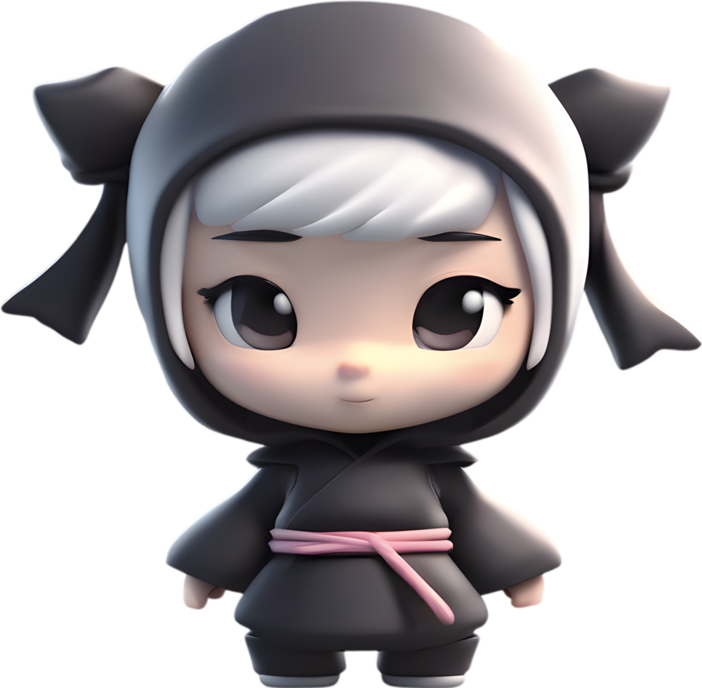 Adorable cartoon ninja sneaks into hearts with playful charm. AI-generated. png