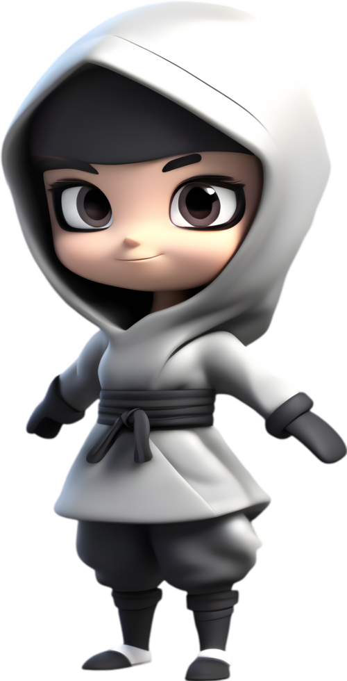 Adorable cartoon ninja sneaks into hearts with playful charm. AI-generated. png