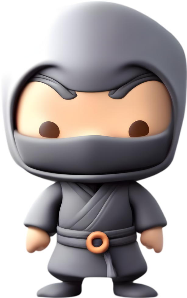 Adorable cartoon ninja sneaks into hearts with playful charm. AI-generated. png