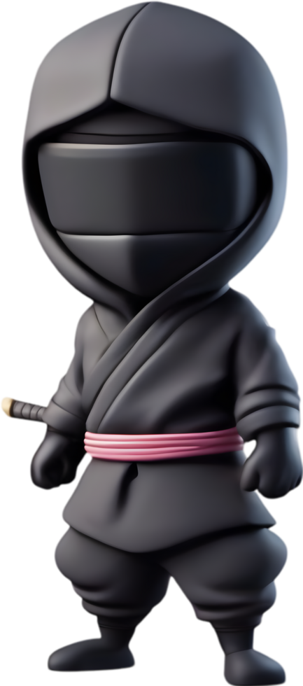 Adorable cartoon ninja sneaks into hearts with playful charm. AI-generated. png