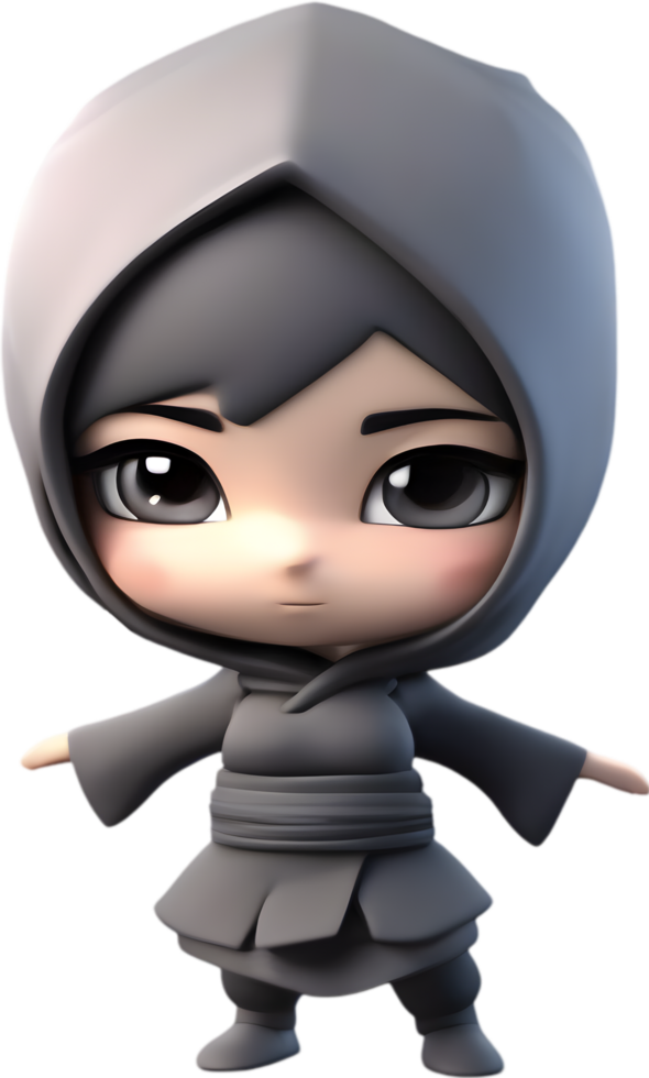 Adorable cartoon ninja sneaks into hearts with playful charm. AI-generated. png