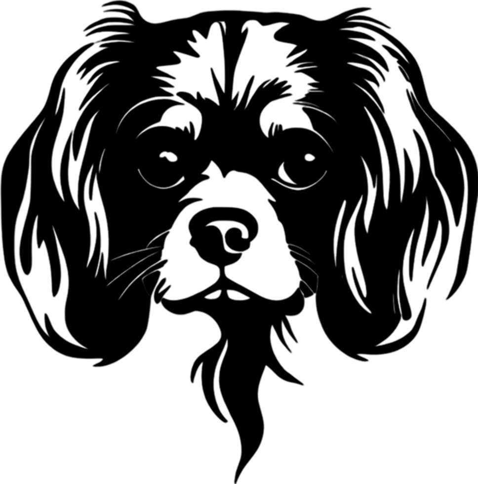 Adorable Cavalier King Charles Spaniel stencil captures canine charm. AI-generated. png