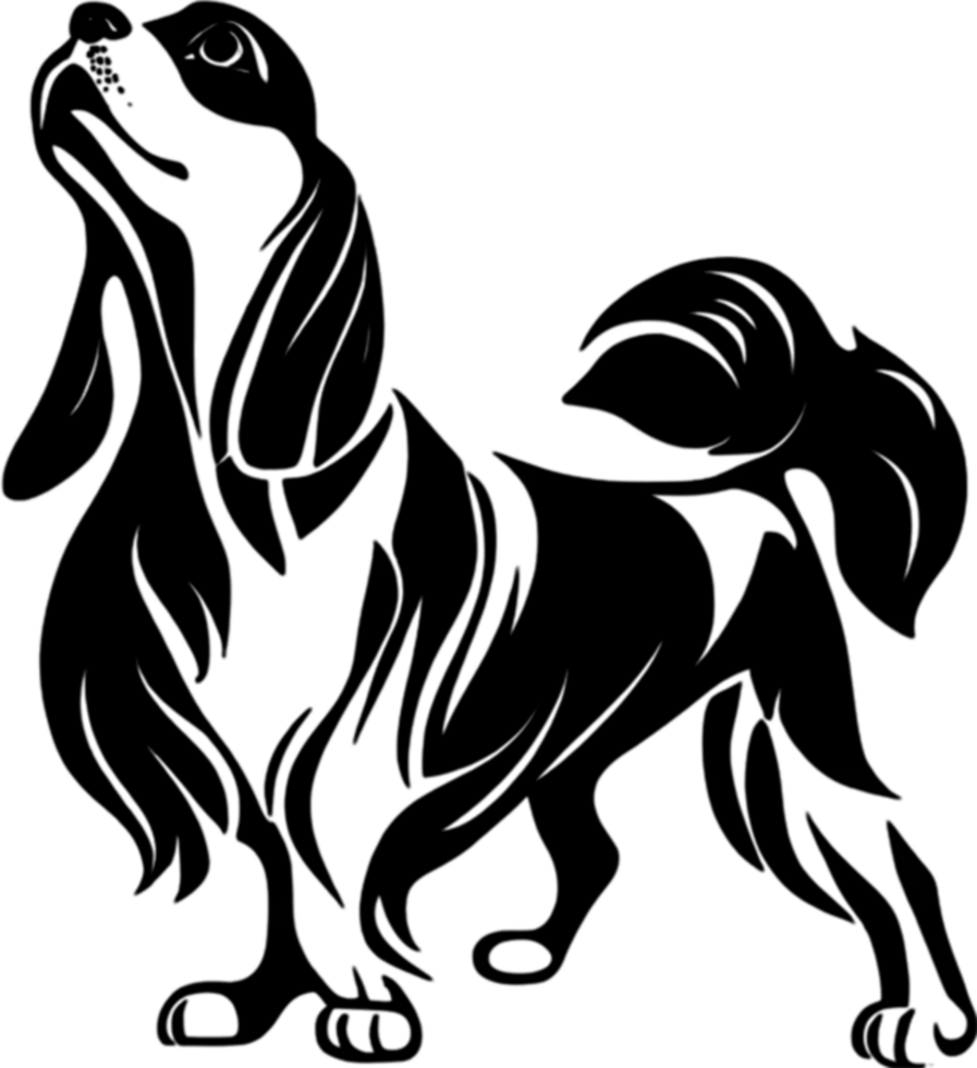 Adorable Cavalier King Charles Spaniel stencil captures canine charm. AI-generated. png