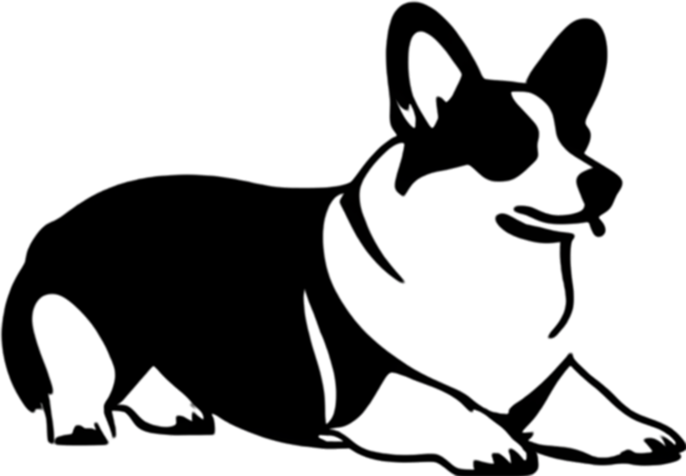 Adorable Corgi silhouette captures playful charm in black stencil. AI-generated. png