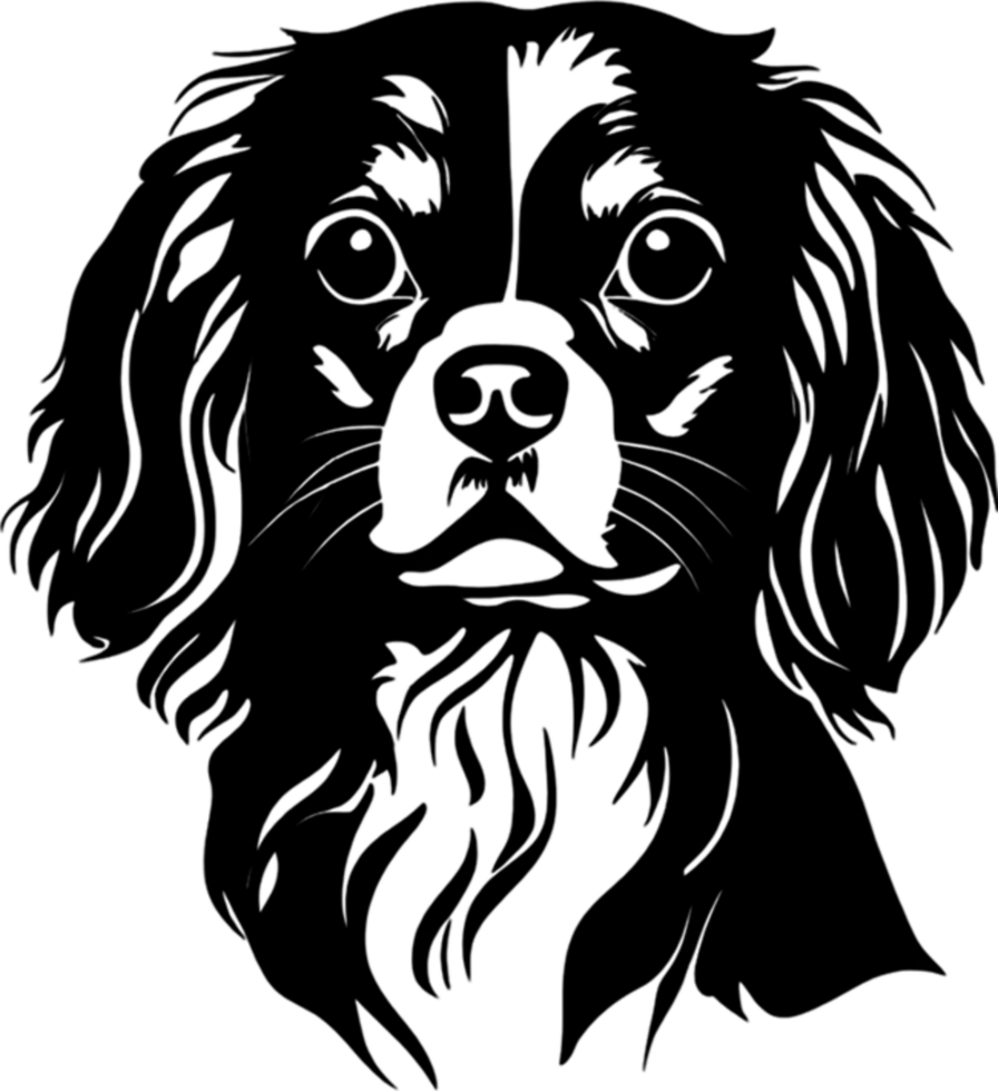 Adorable Cavalier King Charles Spaniel stencil captures canine charm. AI-generated. png