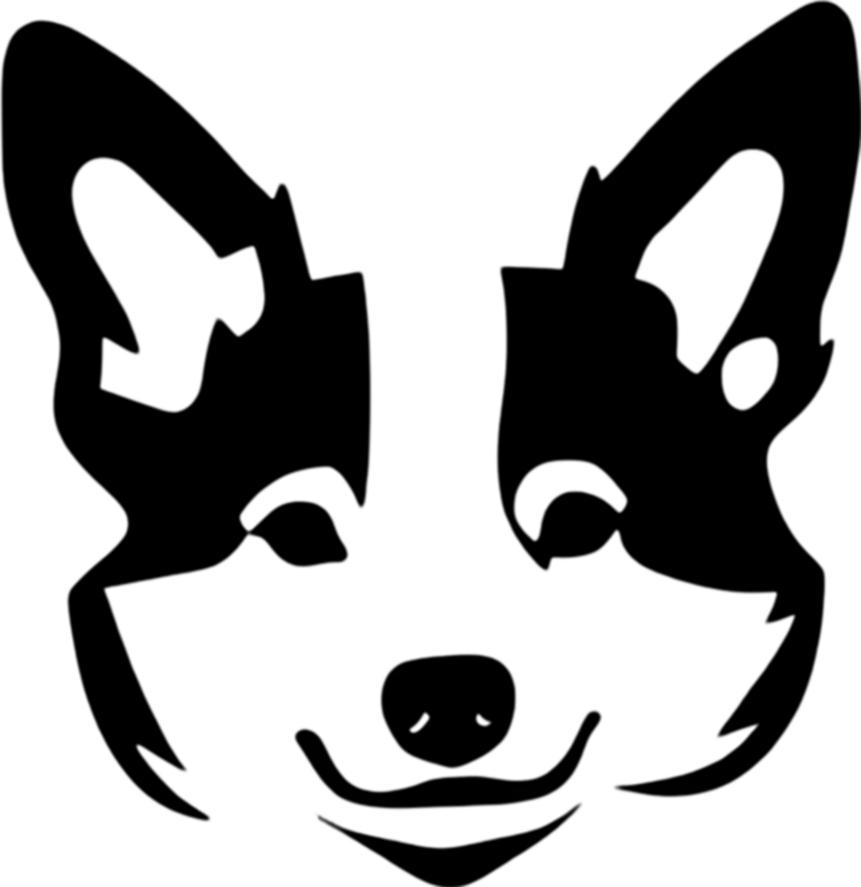 Adorable Corgi silhouette captures playful charm in black stencil. AI-generated. png