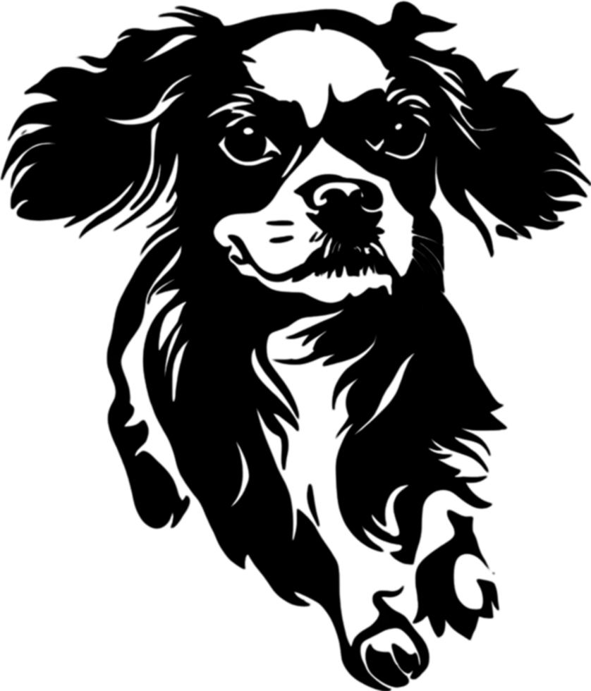 Adorable Cavalier King Charles Spaniel stencil captures canine charm. AI-generated. png