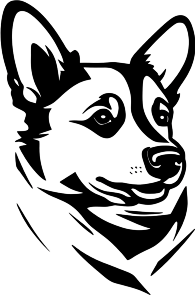 Adorable Corgi silhouette captures playful charm in black stencil. AI-generated. png