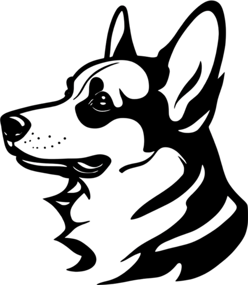 Adorable Corgi silhouette captures playful charm in black stencil. AI-generated. png