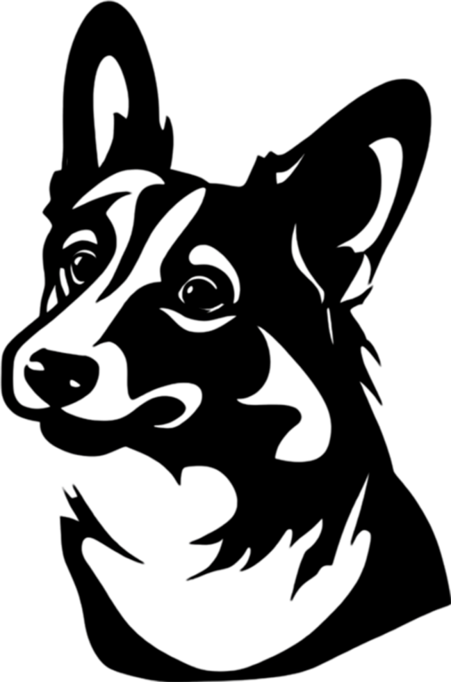 Adorable Corgi silhouette captures playful charm in black stencil. AI-generated. png