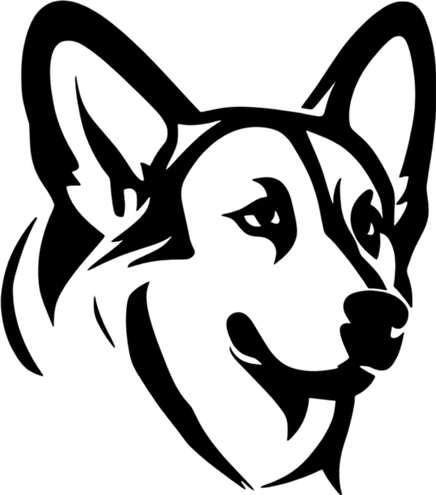 Adorable Corgi silhouette captures playful charm in black stencil. AI-generated. png