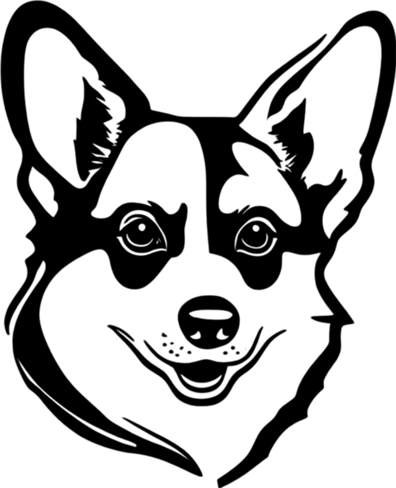 Adorable Corgi silhouette captures playful charm in black stencil. AI-generated. png