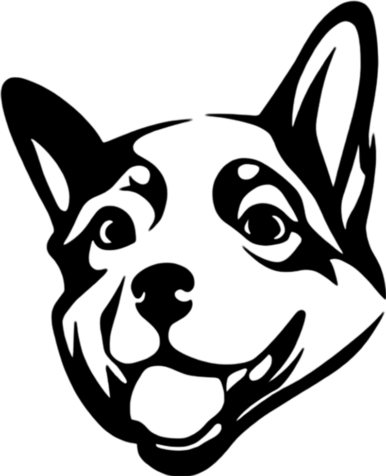 Adorable Corgi silhouette captures playful charm in black stencil. AI-generated. png