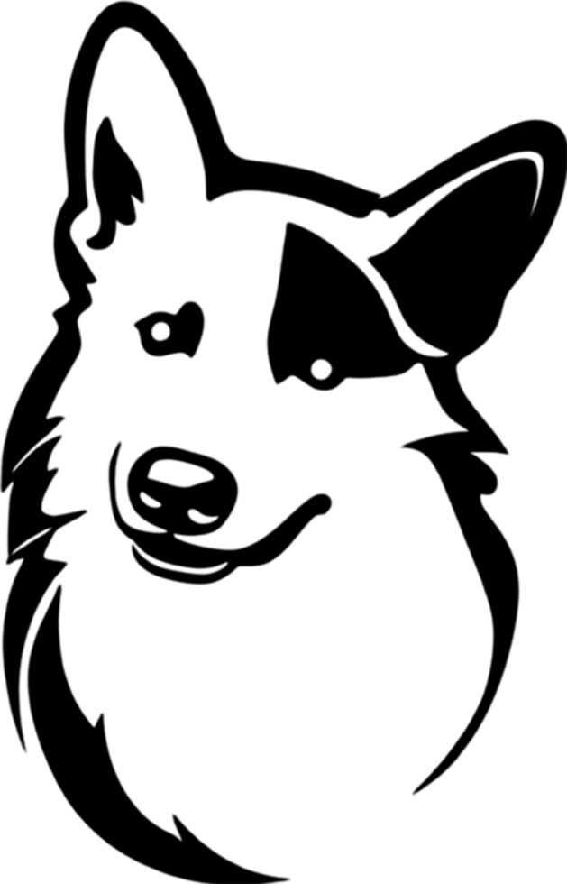 Adorable Corgi silhouette captures playful charm in black stencil. AI-generated. png