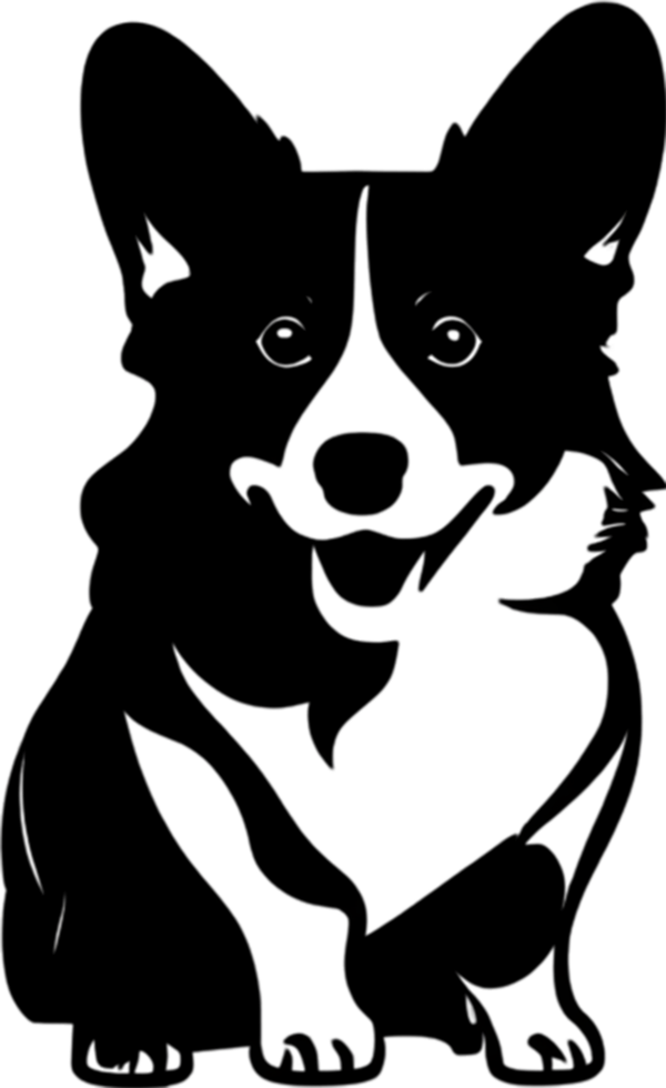Adorable Corgi silhouette captures playful charm in black stencil. AI-generated. png
