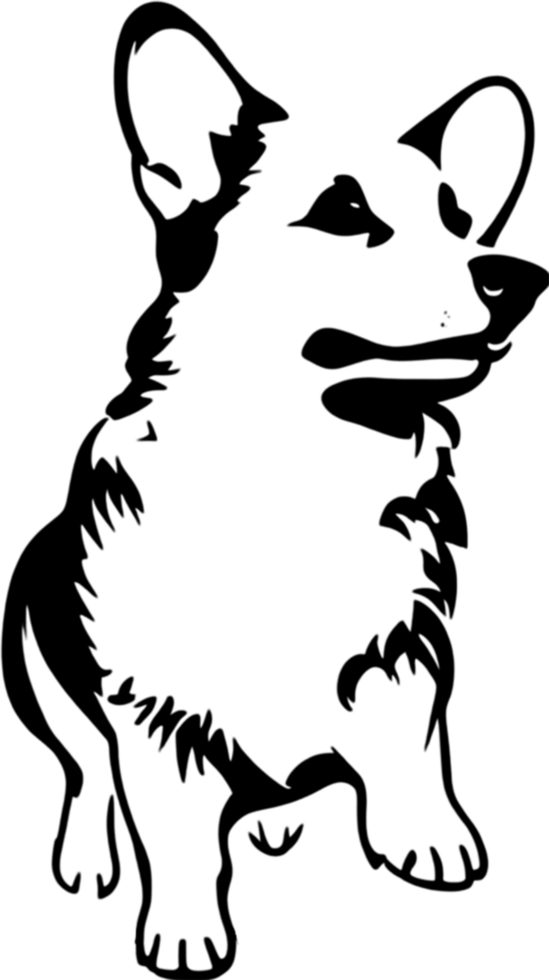 Adorable Corgi silhouette captures playful charm in black stencil. AI-generated. png