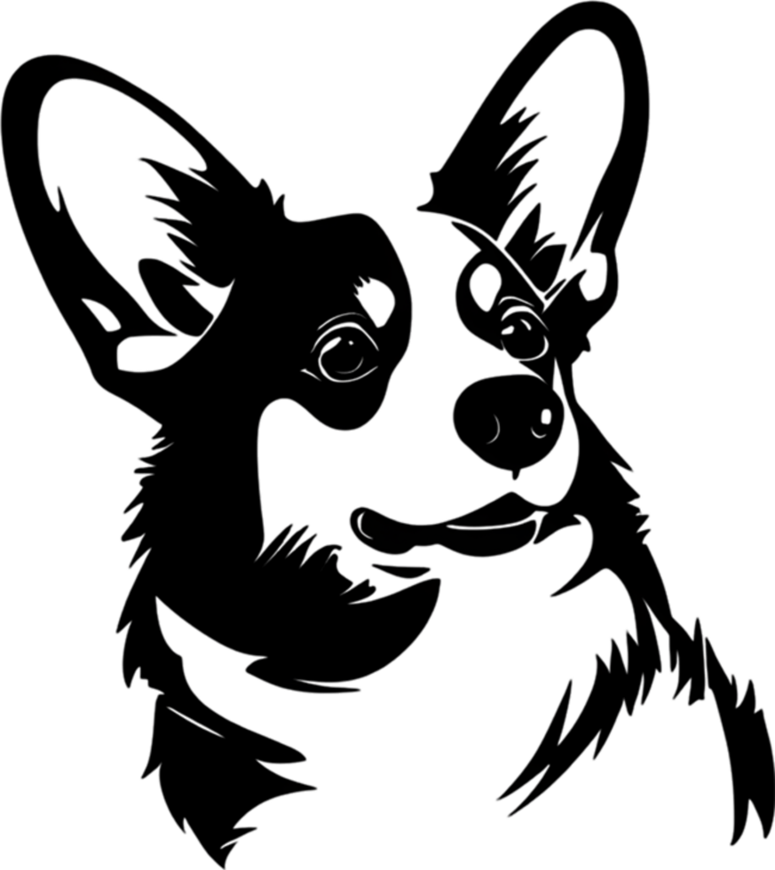 Adorable Corgi silhouette captures playful charm in black stencil. AI-generated. png