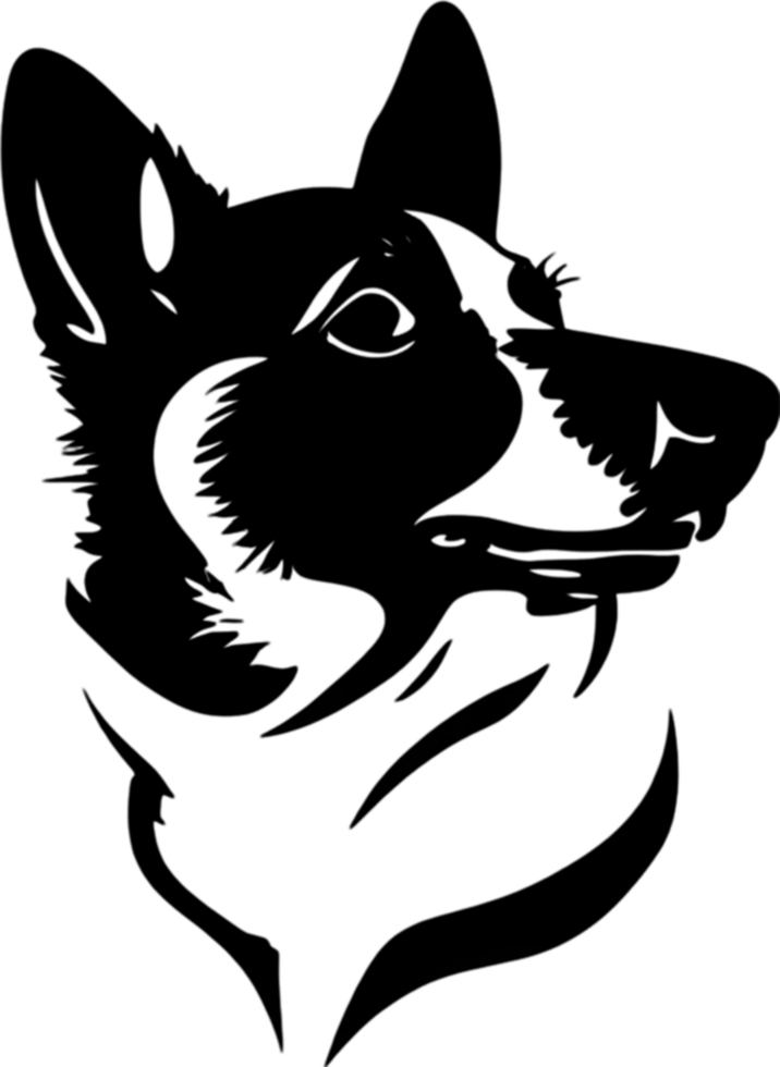 Adorable Corgi silhouette captures playful charm in black stencil. AI-generated. png