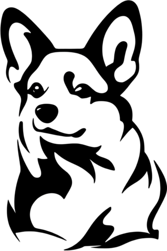Adorable Corgi silhouette captures playful charm in black stencil. AI-generated. png
