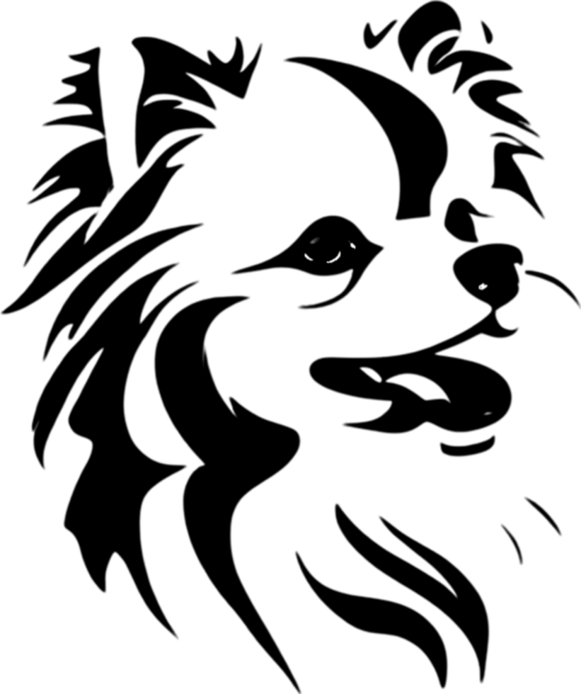 Adorable Pomeranian silhouette captures canine charm perfectly. AI-generated. png