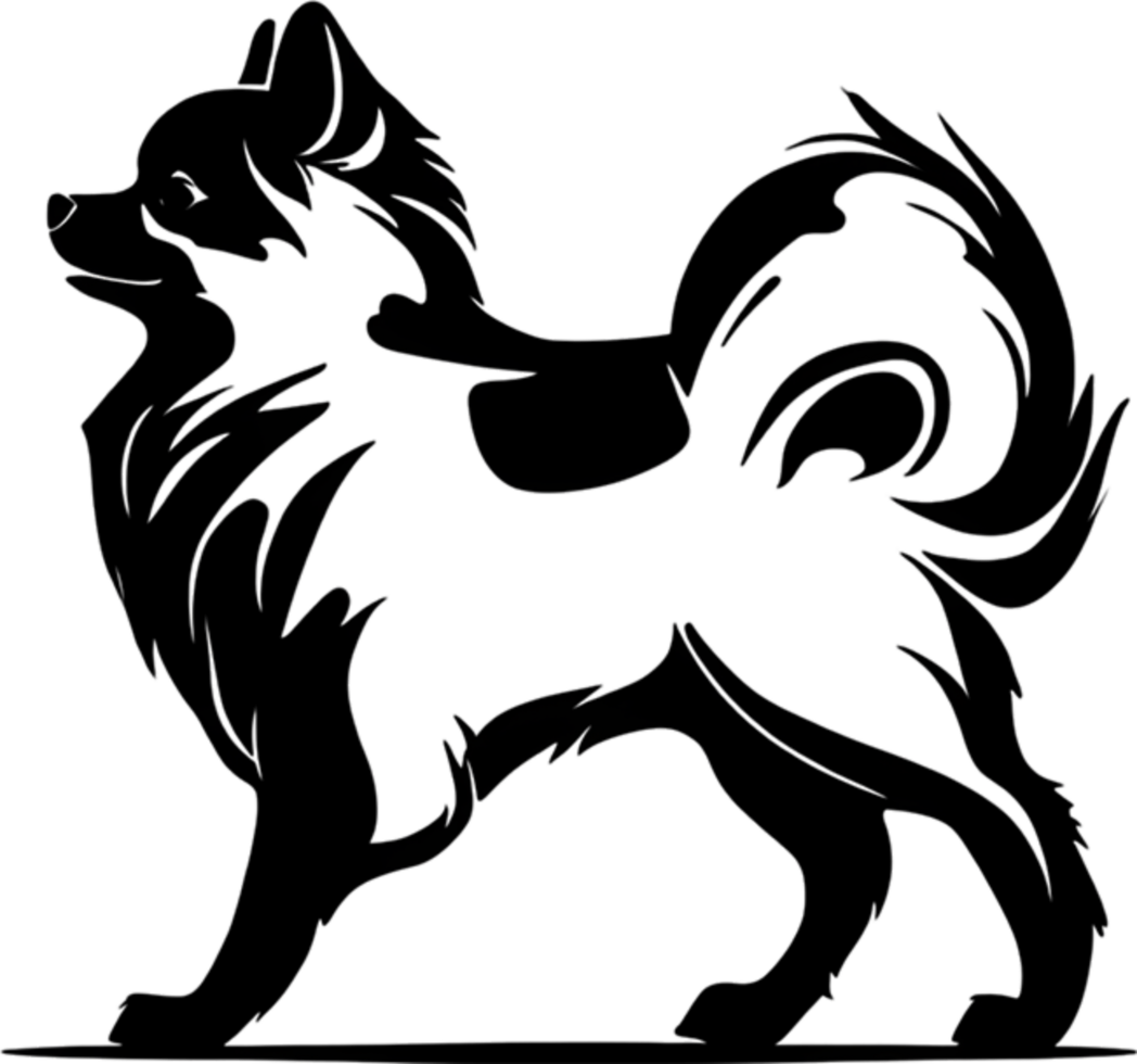 Adorable Pomeranian silhouette captures canine charm perfectly. AI-generated. png