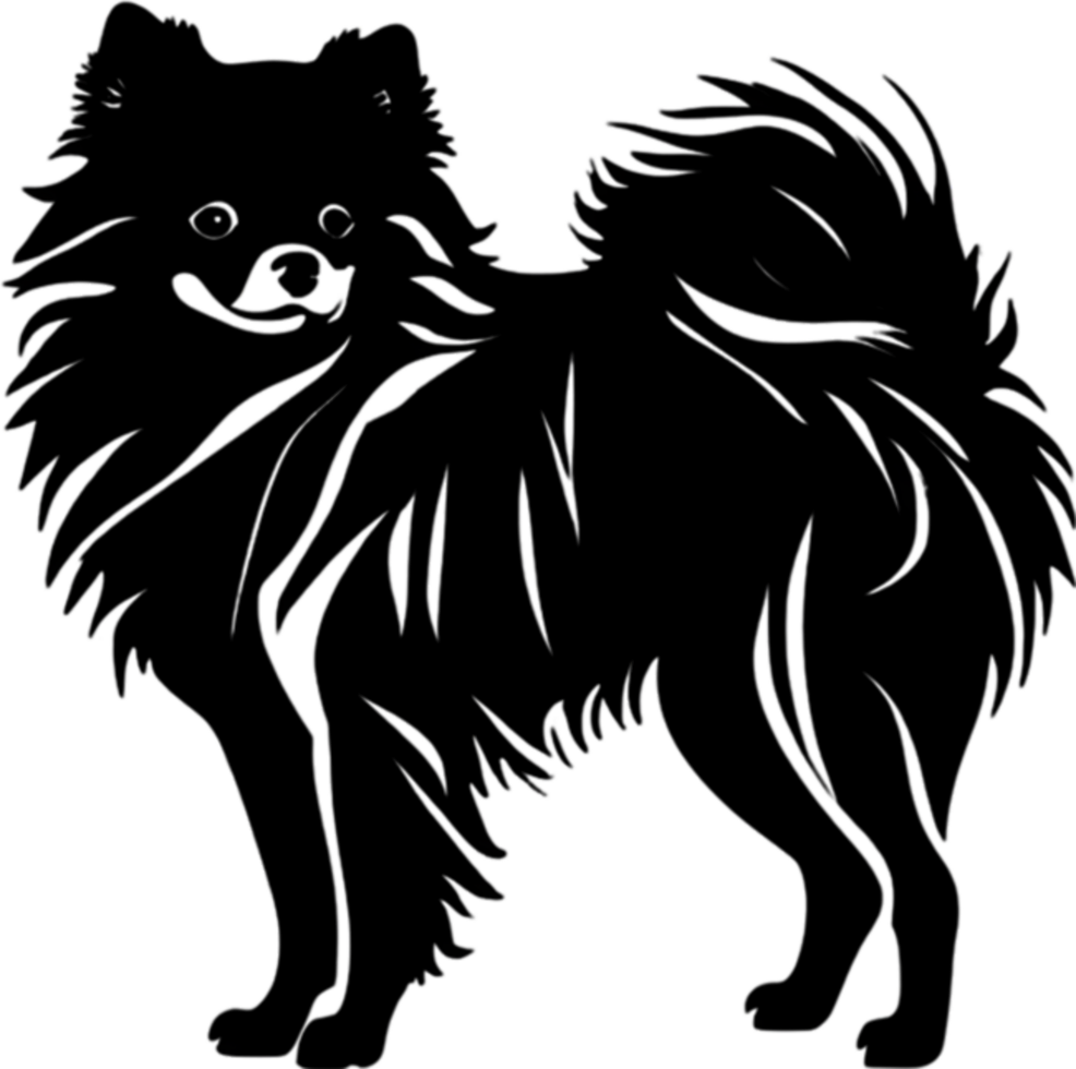 Adorable Pomeranian silhouette captures canine charm perfectly. AI-generated. png