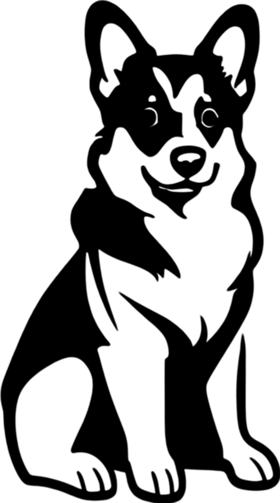 Adorable Corgi silhouette captures playful charm in black stencil. AI-generated. png