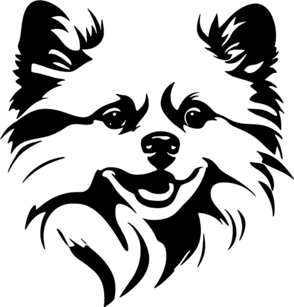 Adorable Pomeranian silhouette captures canine charm perfectly. AI-generated. png