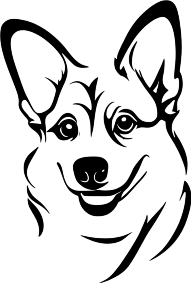 Adorable Corgi silhouette captures playful charm in black stencil. AI-generated. png