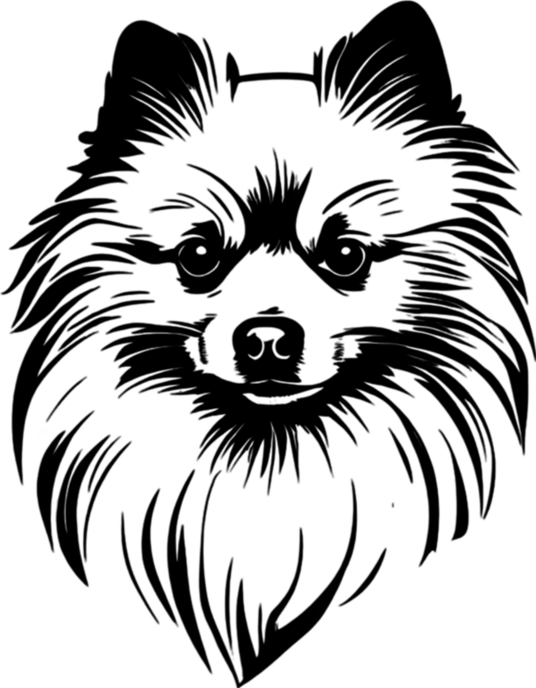 Adorable Pomeranian silhouette captures canine charm perfectly. AI-generated. png