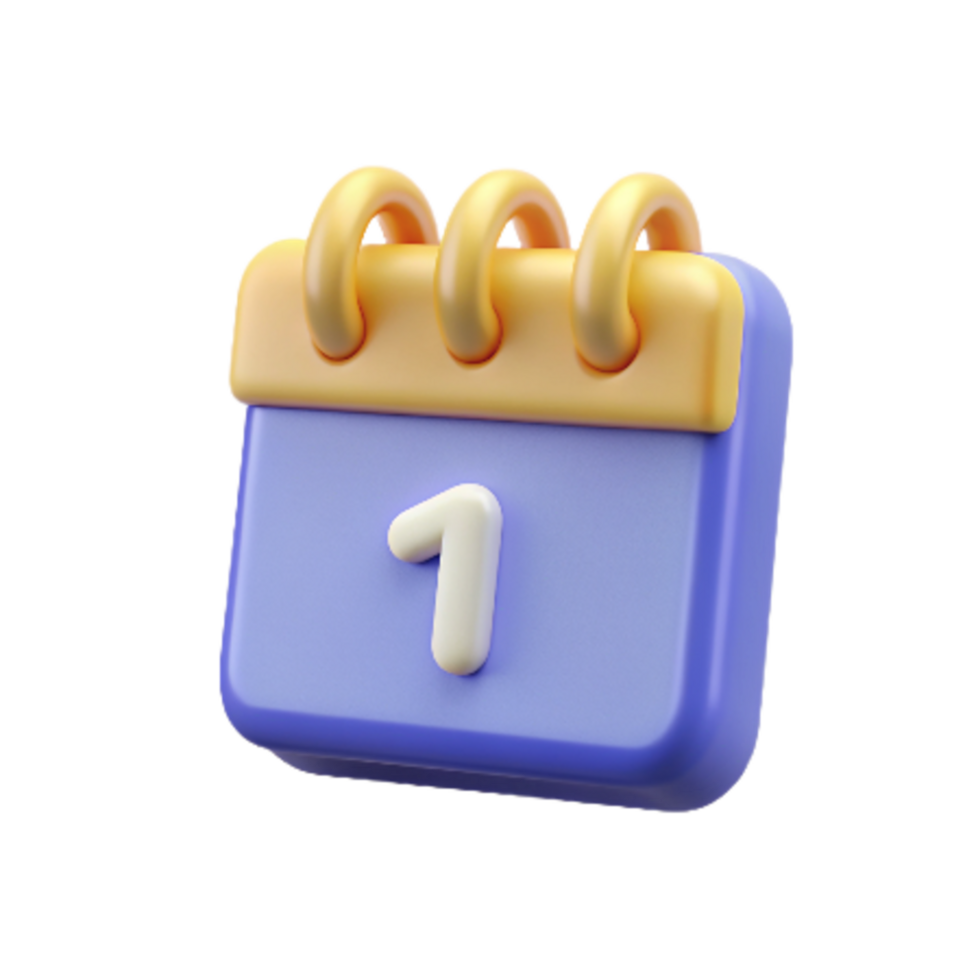 First Date Calendar 3d Render png