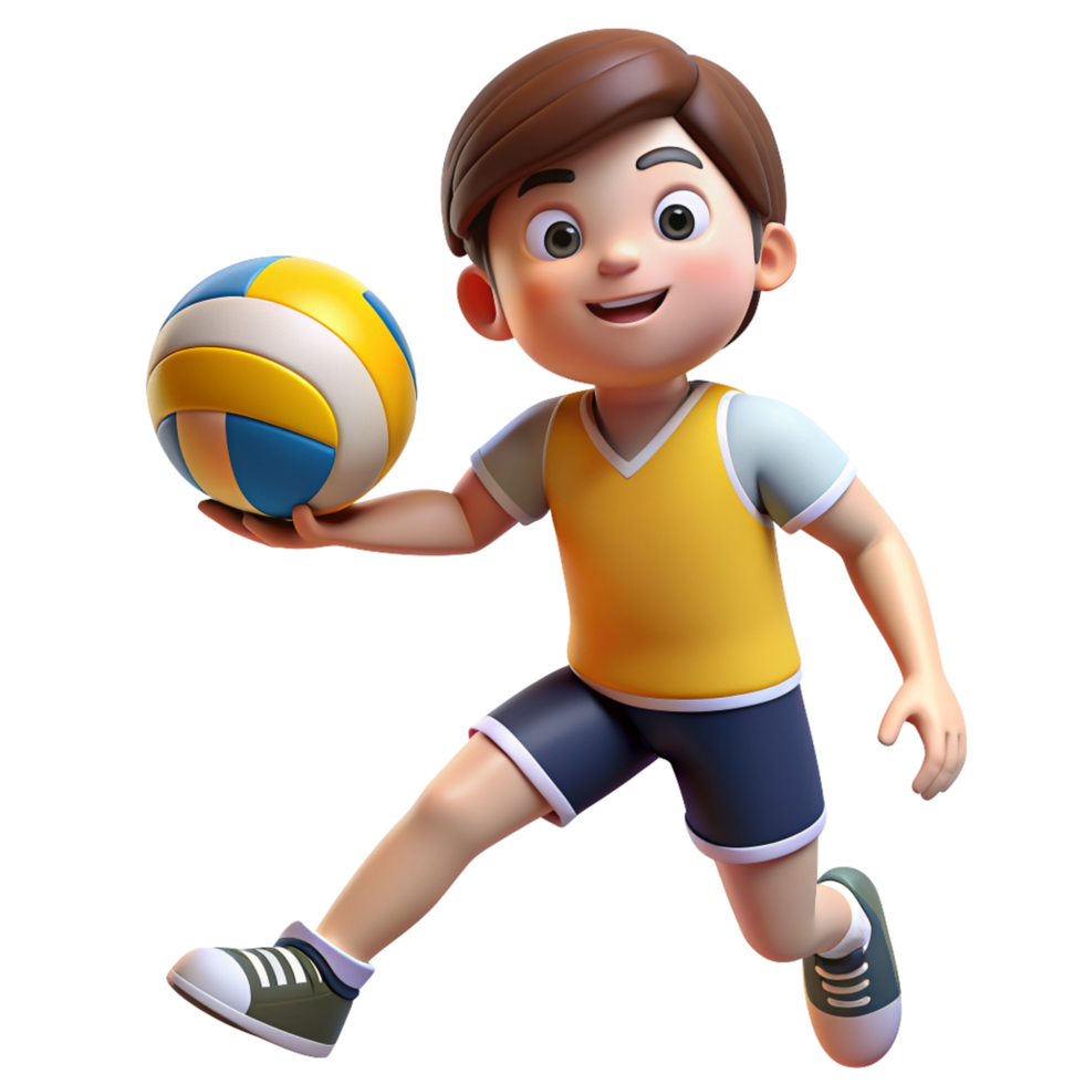 Boy Playing Volley 3d Concept png