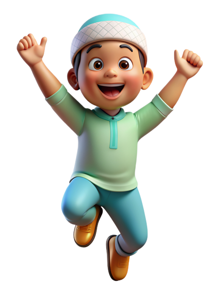 Happy Muslim Child 3d Art png
