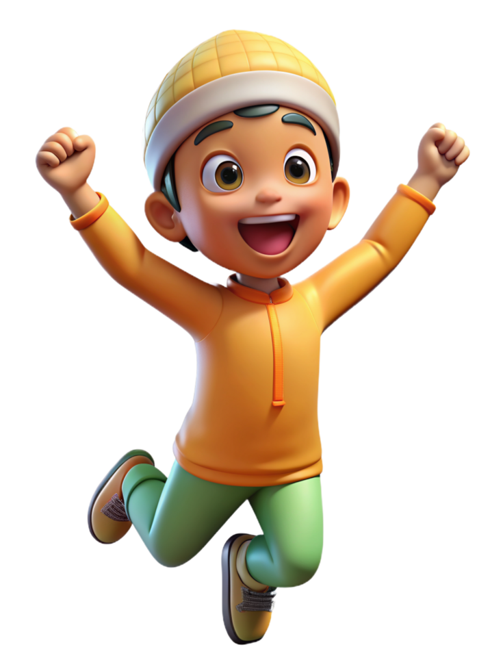 Happy Muslim Child 3d Style png