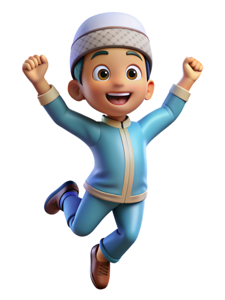 Happy Muslim Child 3d Render png