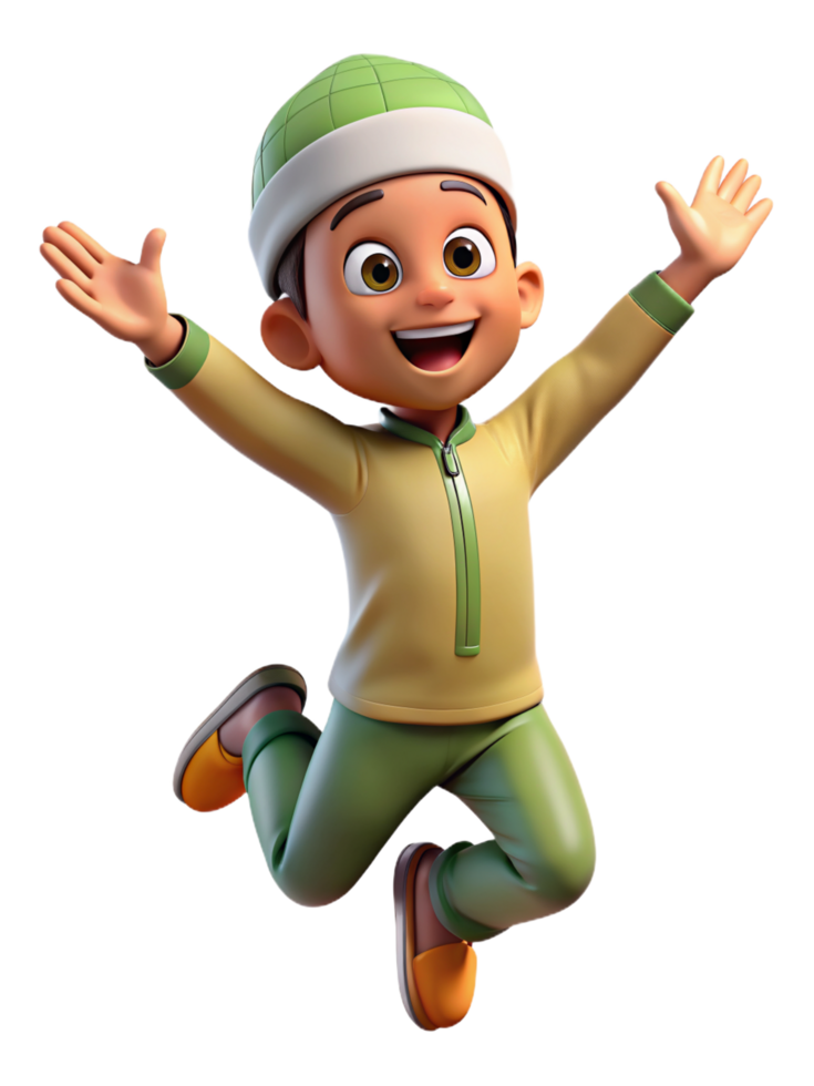 Happy Muslim Child 3d Character png