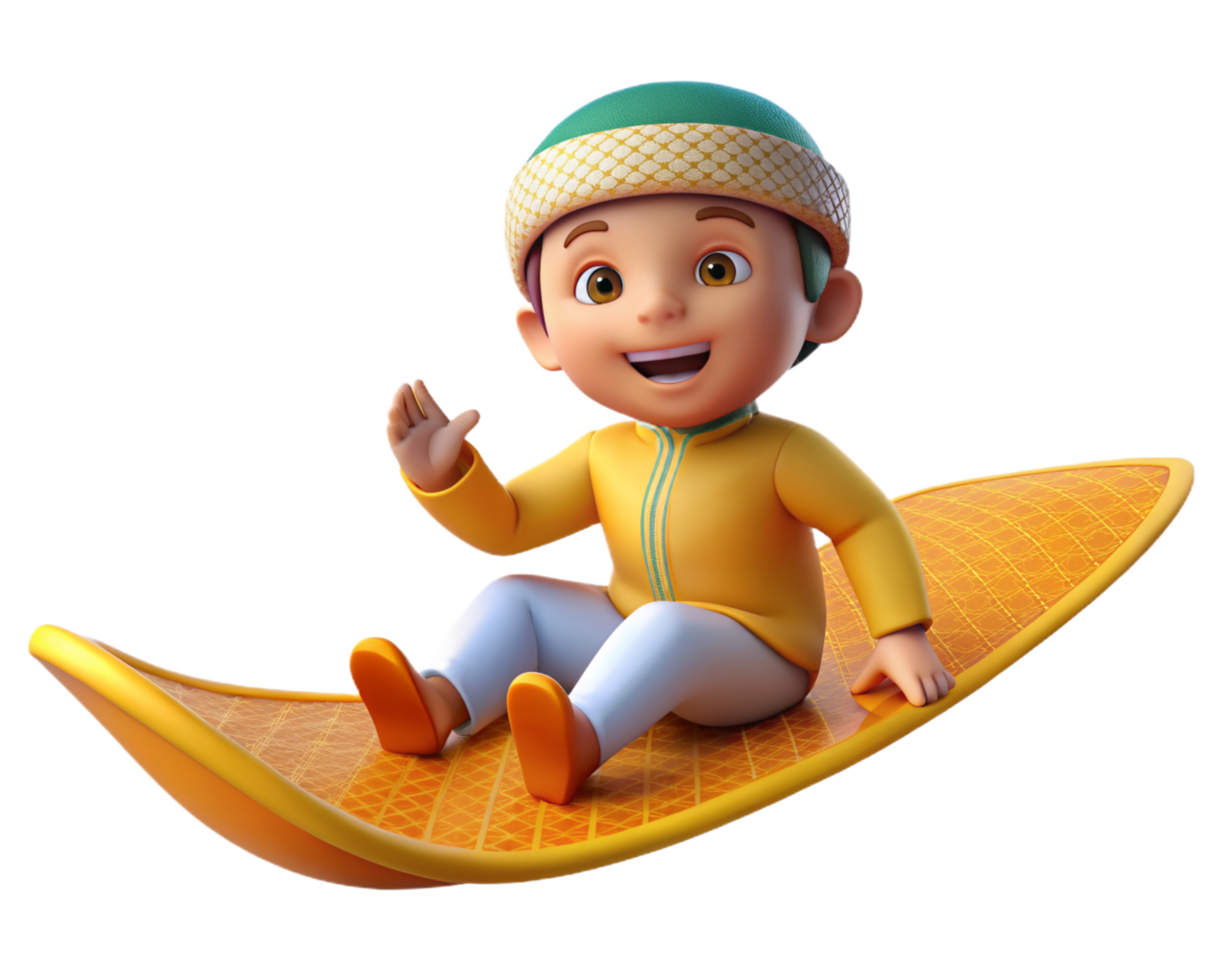 Child on Flying Carpet 3d Design png