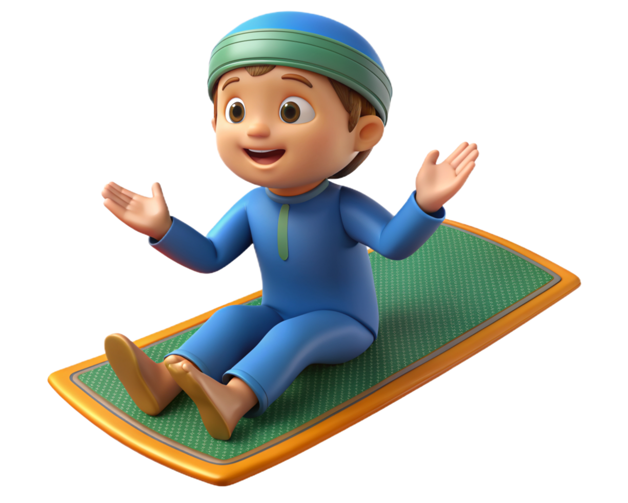 Child on Flying Carpet 3d Image png