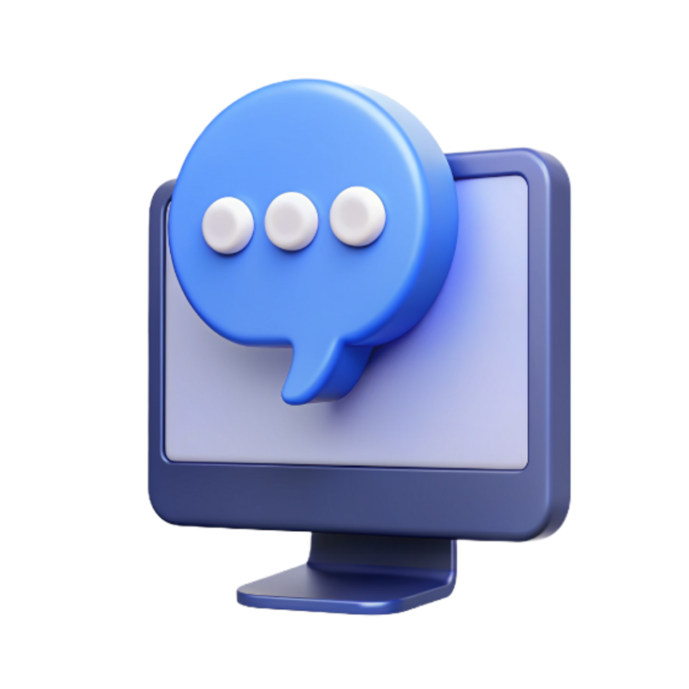 Monitor Screen with Chat Bubble 3d Object png