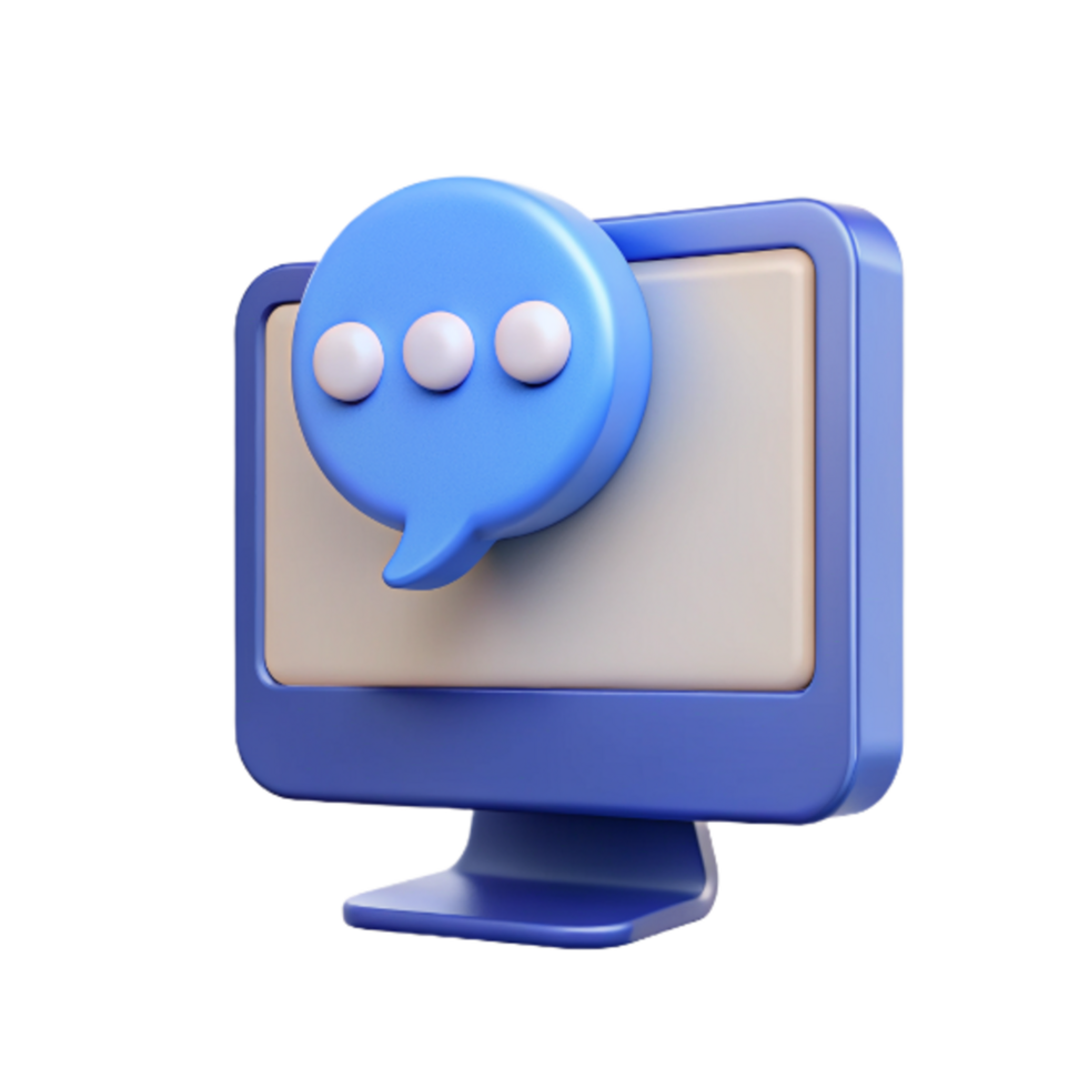 Monitor Screen with Chat Bubble 3d Icon png
