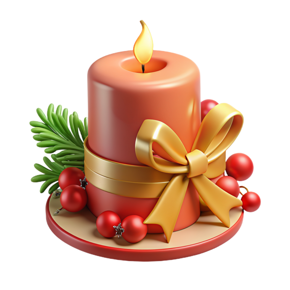 Christmas Candle 3d Object png