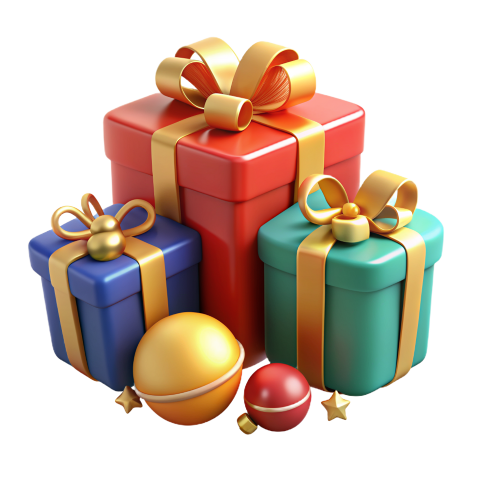 Christmas Gift Boxes 3d Graphic png